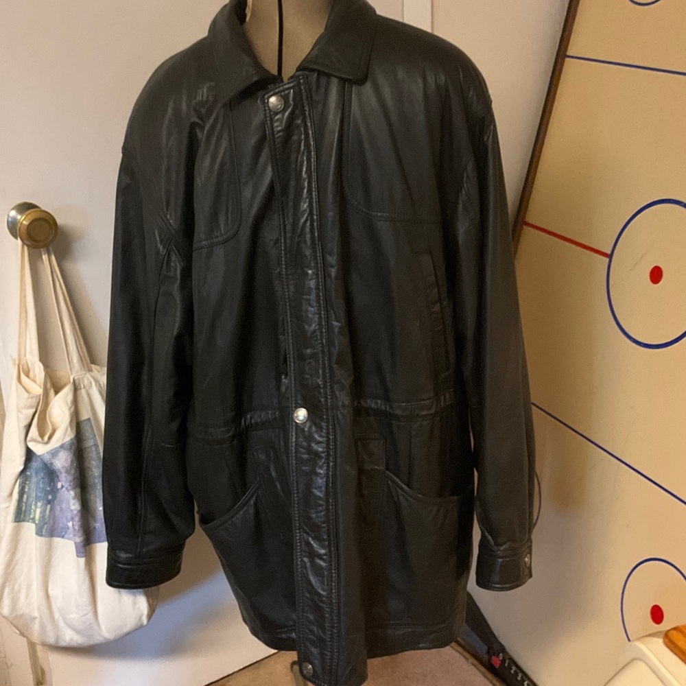 Vintage Heavyweight Leather Wilson Men's Dark Brown Leather Trench Coat -XL